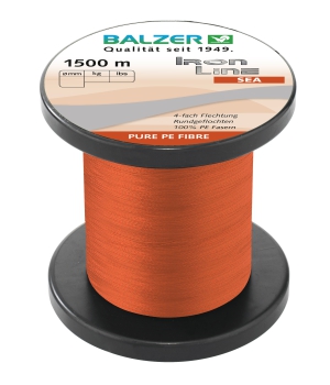 Balzer Iron Line SEA geflochtene Angelschnur orange - 0,17mm - 11,5 kg - je 100m von der Großspule